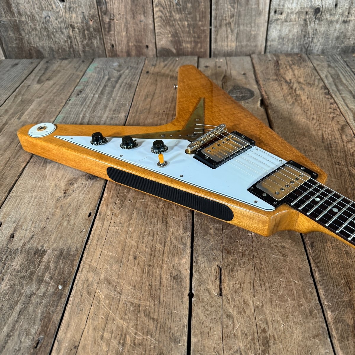 SOLD - Brian Monty 1958 Flying V replica Natural - Mahar's Vintage Guitars