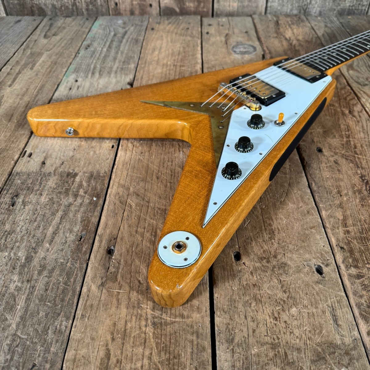 SOLD - Brian Monty 1958 Flying V replica Natural - Mahar's Vintage Guitars
