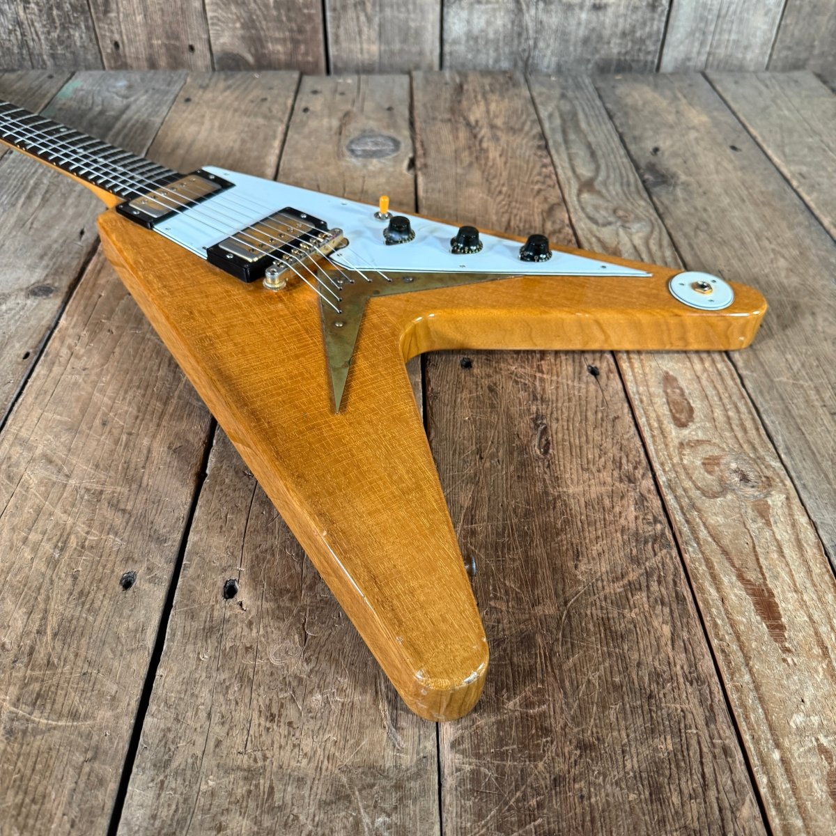 SOLD - Brian Monty 1958 Flying V replica Natural - Mahar's Vintage Guitars