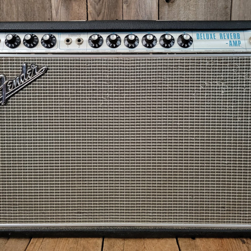 SOLD - Fender Deluxe Reverb AB763 1969 Silver Panel Drip Edge Black Line - Mahar's Vintage Guitars