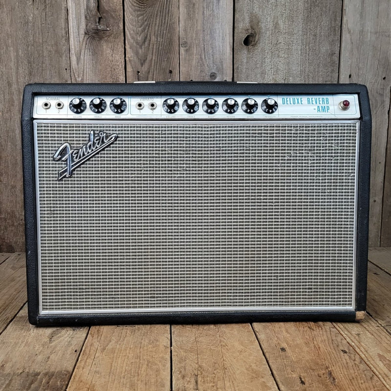 SOLD - Fender Deluxe Reverb AB763 1969 Silver Panel Drip Edge Black Line - Mahar's Vintage Guitars