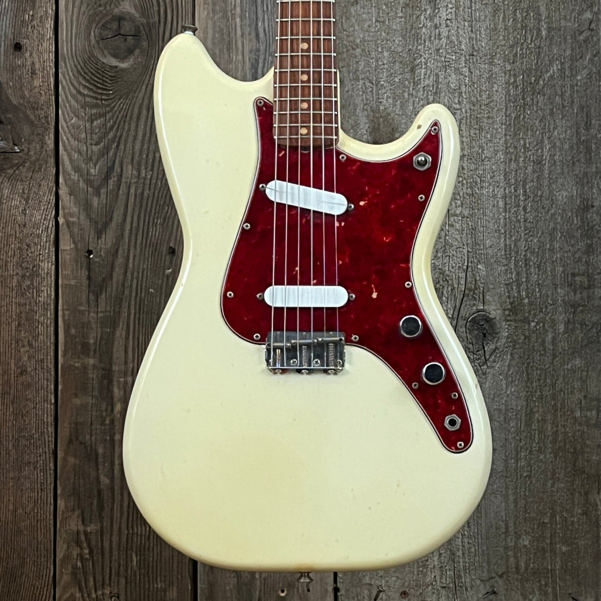 SOLD - Fender Duo Sonic 1964 Olympic White Pre CBS Clay Dot - Mahar's Vintage Guitars