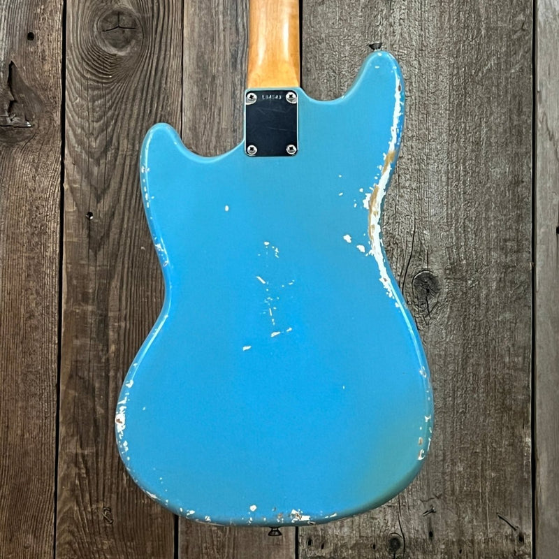 SOLD - Fender Mustang 1965 Mustang Blue Abigail Ybarra wound pickups - Mahar's Vintage Guitars