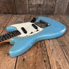 SOLD - Fender Mustang 1965 Mustang Blue Abigail Ybarra wound pickups - Mahar's Vintage Guitars