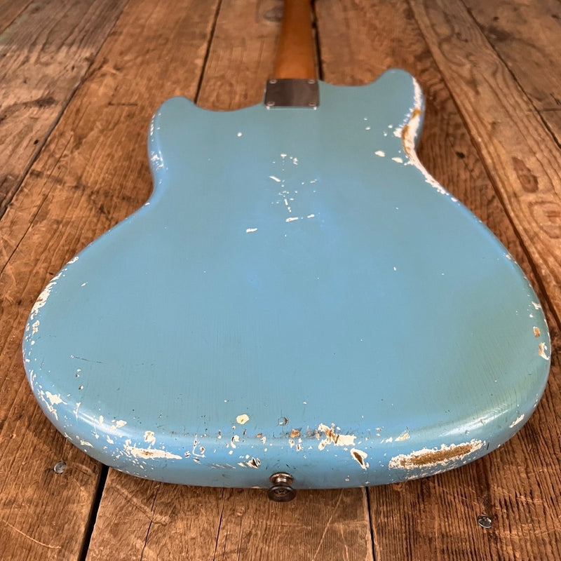 SOLD - Fender Mustang 1965 Mustang Blue Abigail Ybarra wound pickups - Mahar's Vintage Guitars