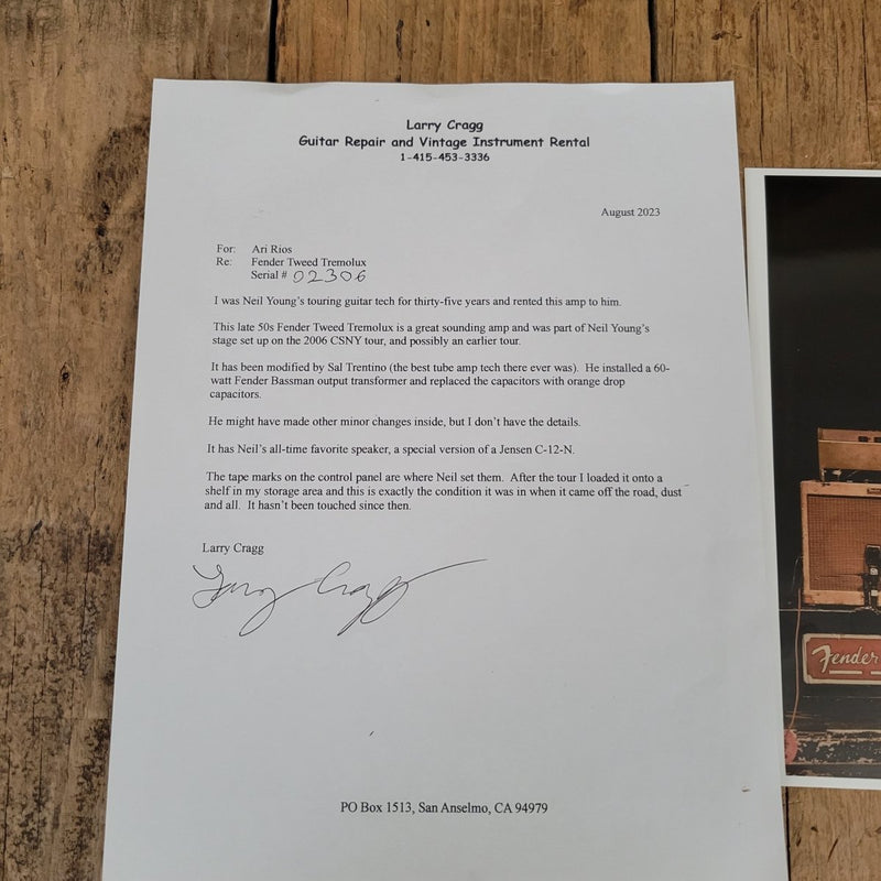 SOLD - Fender Tremolux 5E9 - A Tweed Amp Neil Young 1959 - Mahar's Vintage Guitars