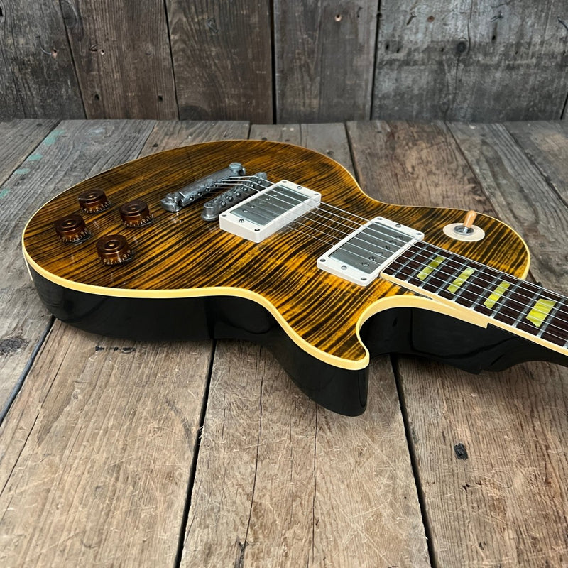 SOLD - Gibson Boneyard Joe Perry Les Paul R9 Signature Model Green Tiger Flame 2003 - 2008 - Mahar's Vintage Guitars