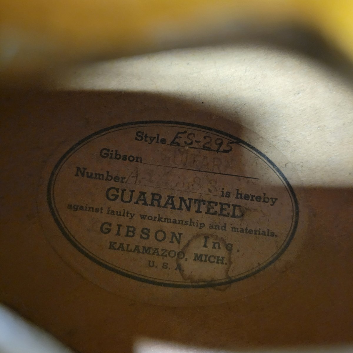 SOLD - Gibson ES - 295 1953 100% Original with Original Case - Mahar's Vintage Guitars