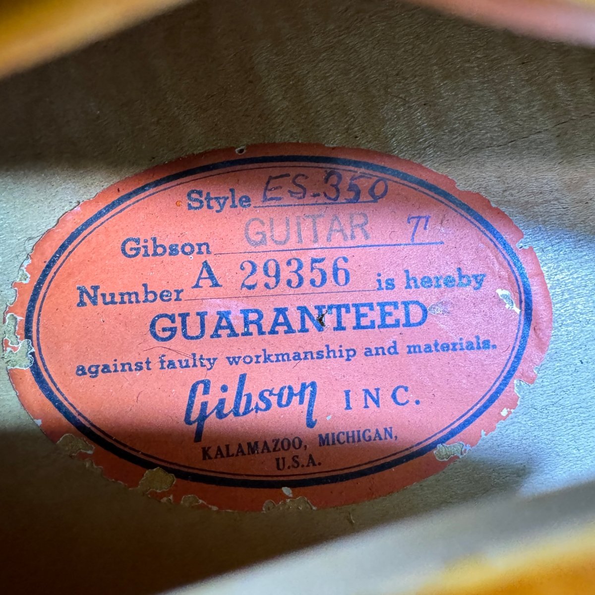 SOLD - Gibson ES - 350Tn Blonde PAFs 43 made in 1958 - Mahar's Vintage Guitars