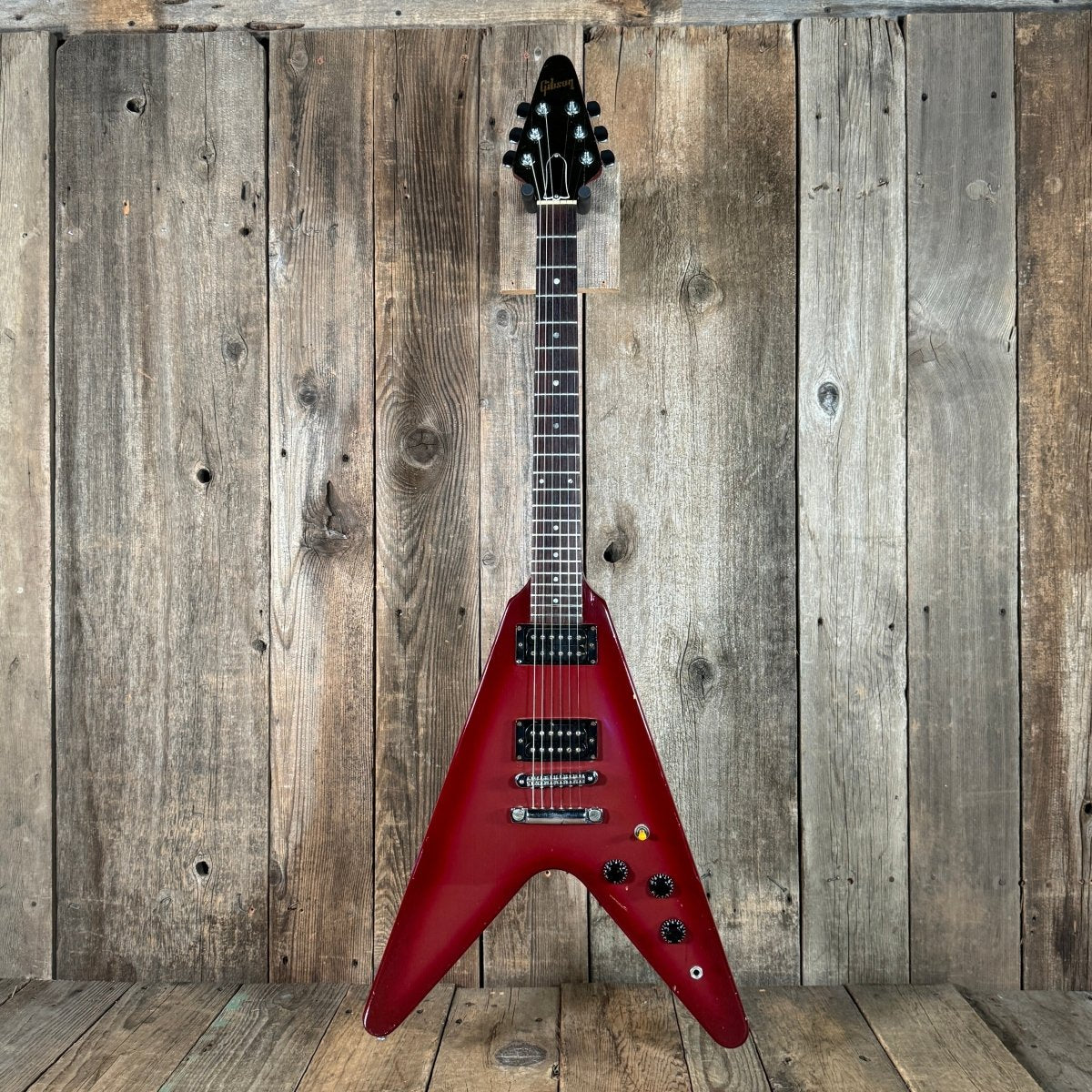 SOLD - Gibson Flying V Pink Burst 1984 Dirty Fingers pickups - Mahar's Vintage Guitars