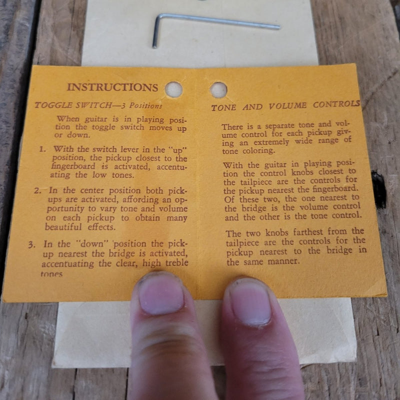 SOLD - Gibson Les Paul Hang Tag Envelope Allen Wrench 1950s 1959 Burst - Mahar's Vintage Guitars