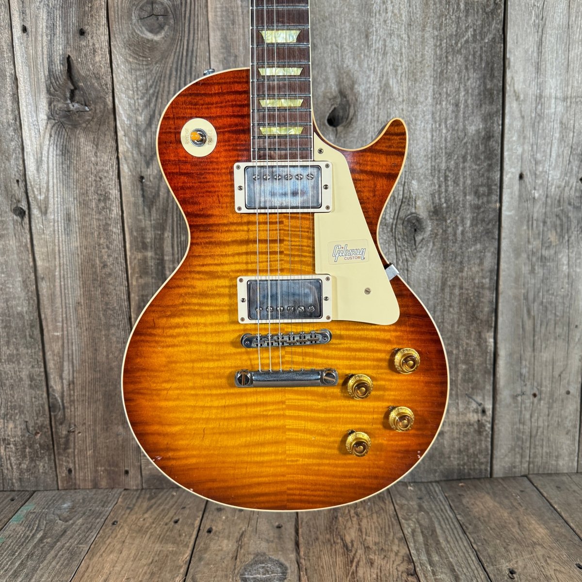 SOLD - Gibson Les Paul Standard 1959 Reissue Tom Murphy Painted & Aged Brazilian Wildwood 2018 Royal Teaburst - Mahar's Vintage Guitars