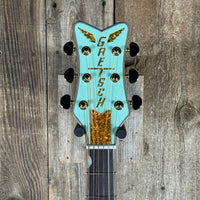 SOLD - Gretsch G5021E Rancher Penguin Parlor 2021 Mint GreenMetallic - Mahar's Vintage Guitars