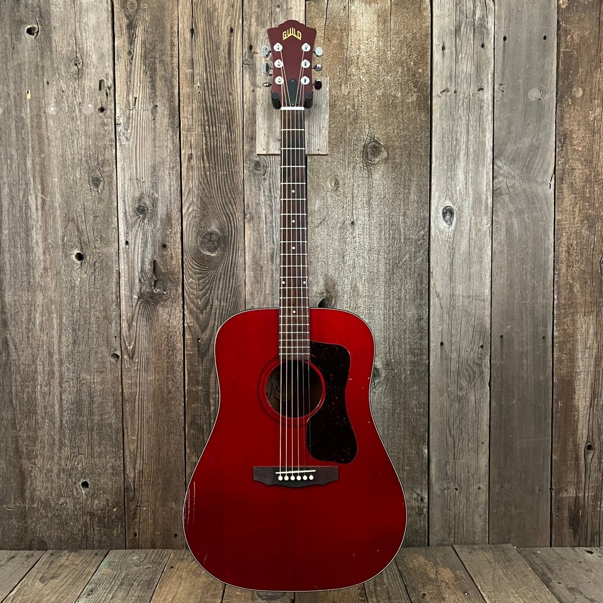 SOLD - Guild D25CH with added pickup system 1980 Cherry Red - Mahar's Vintage Guitars