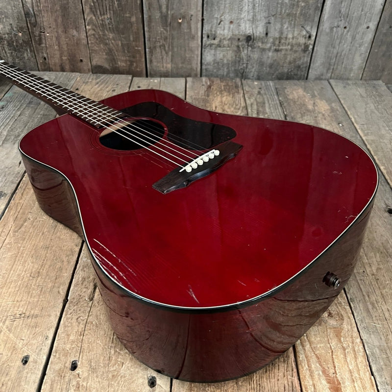 SOLD - Guild D25CH with added pickup system 1980 Cherry Red - Mahar's Vintage Guitars