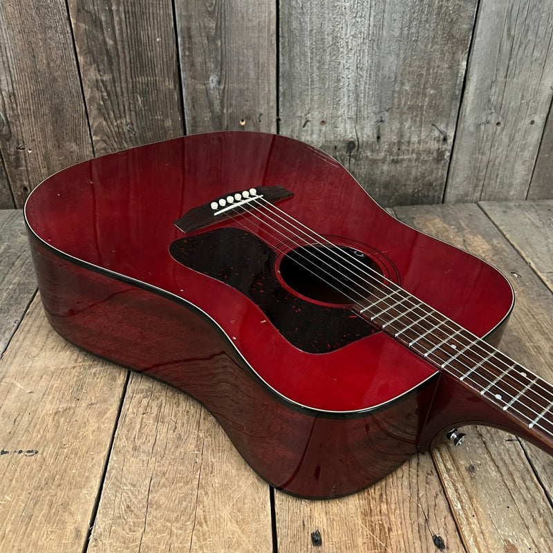 SOLD - Guild D25CH with added pickup system 1980 Cherry Red - Mahar's Vintage Guitars
