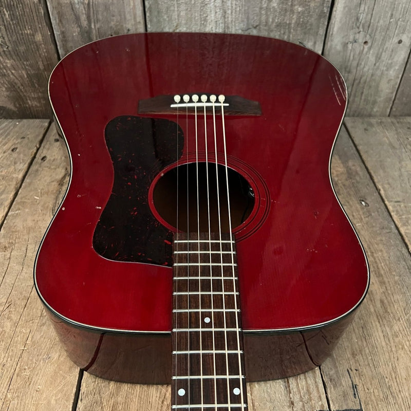 SOLD - Guild D25CH with added pickup system 1980 Cherry Red - Mahar's Vintage Guitars