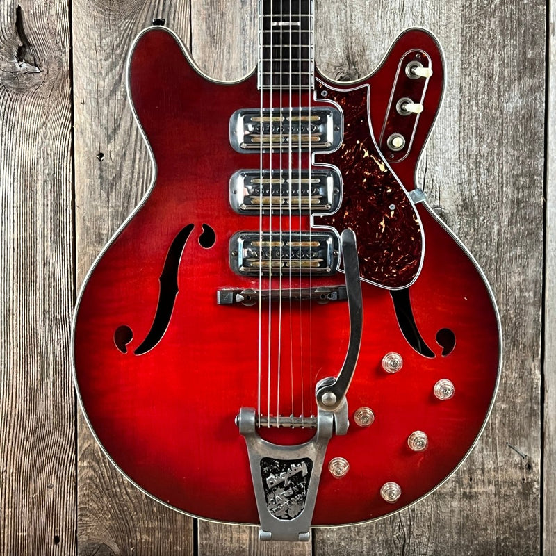 SOLD - Harmony H - 77 Redburst 1963 with Bigsby - Mahar's Vintage Guitars