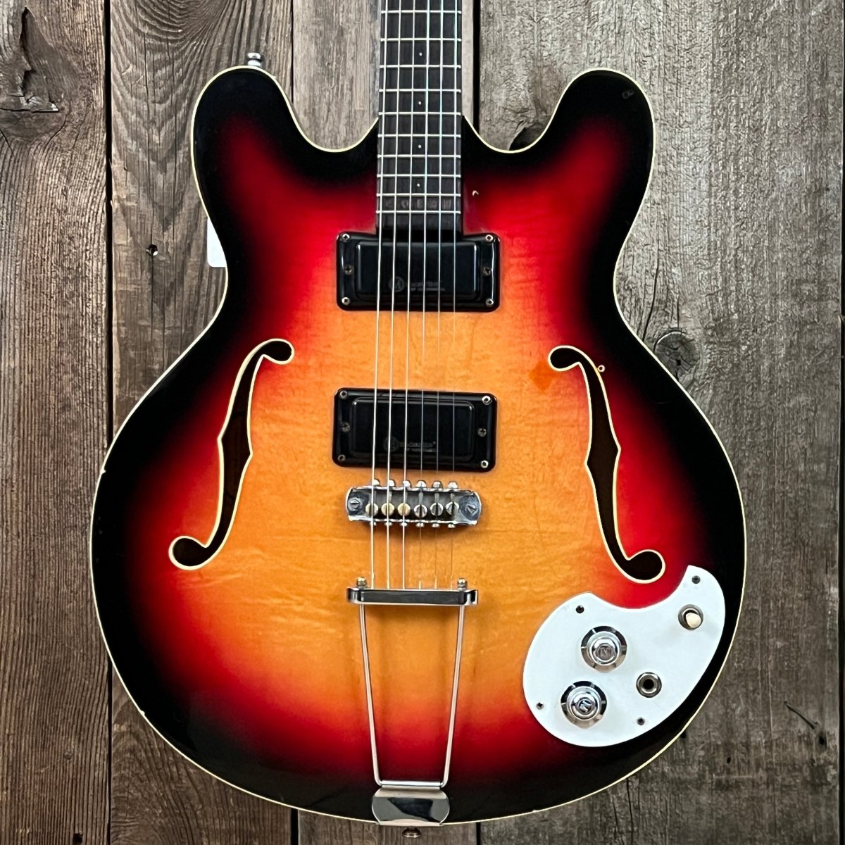 SOLD - Mosrite Celebrity 1966 Cherry Sunburst Newly Refretted - Mahar's Vintage Guitars