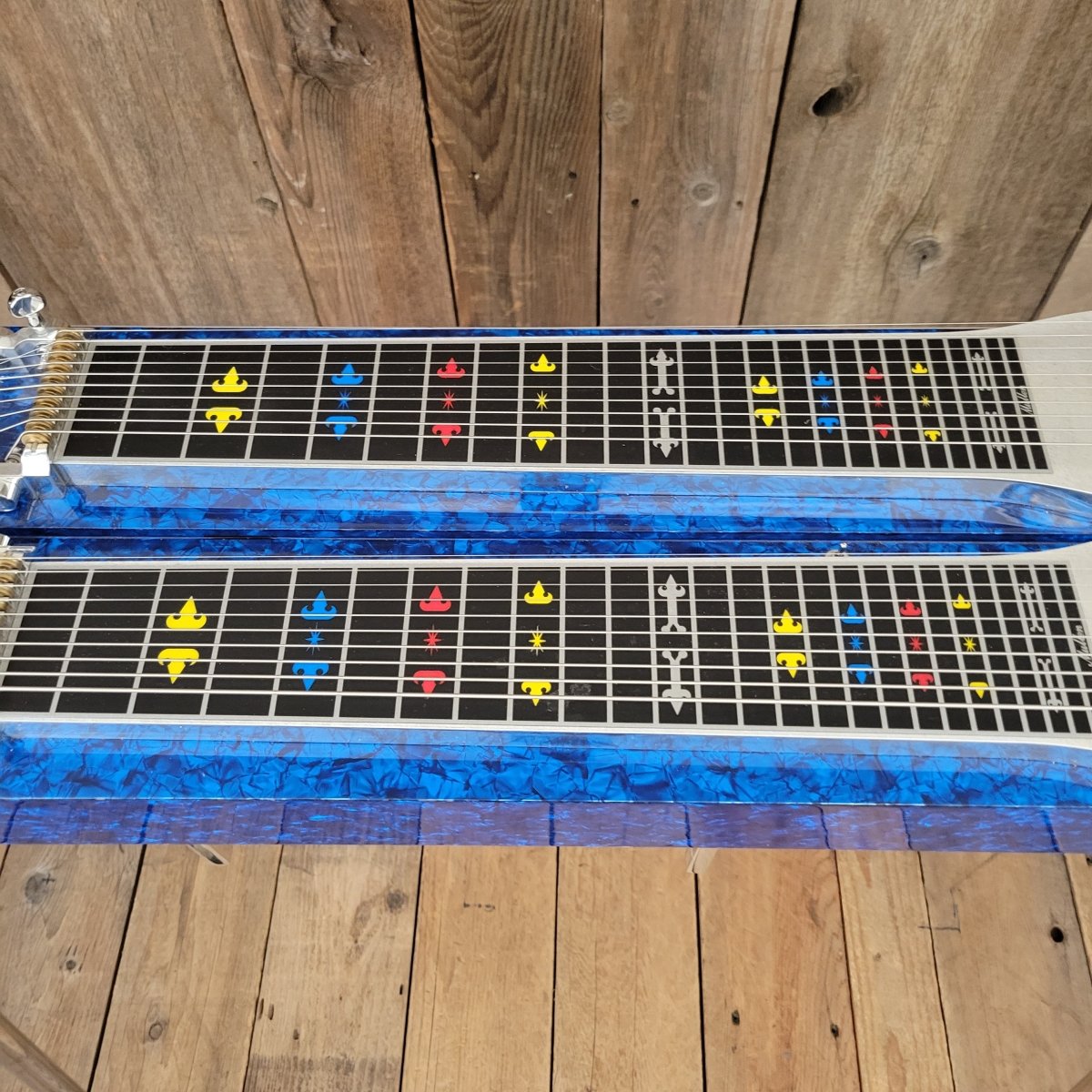 mla pedals Mullen Pedal Steel G2 D10 9 Pedals Double 10 string necks – Mahar's Vintage Guitars