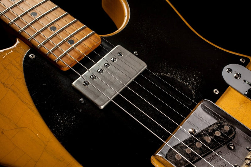 SOLD - Nacho Blackguard V Neck Stock Neck Humbucker 2020 Butterscotch Blonde - Mahar's Vintage Guitars