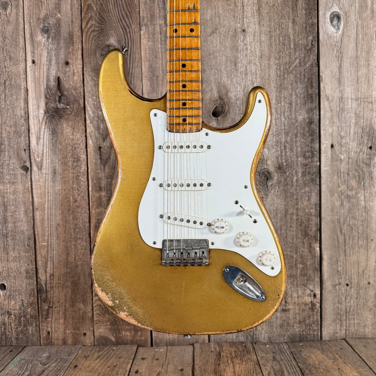 SOLD - Nacho Guitars Stratocaster 1954 Style Hardtail 6lb 12oz 2020 Aged Gold Nitro - Mahar's Vintage Guitars