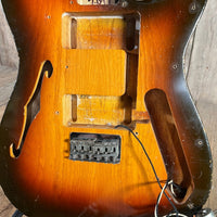SOLD - On the way to the Dallas Guitar Show May 2, 3, 4 - Danocaster Singlecut F Hole Thinline Telecaster 2017 Sunburst - Mahar's Vintage Guitars