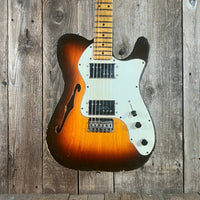 SOLD - On the way to the Dallas Guitar Show May 2, 3, 4 - Danocaster Singlecut F Hole Thinline Telecaster 2017 Sunburst - Mahar's Vintage Guitars