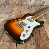 SOLD - On the way to the Dallas Guitar Show May 2, 3, 4 - Danocaster Singlecut F Hole Thinline Telecaster 2017 Sunburst - Mahar's Vintage Guitars