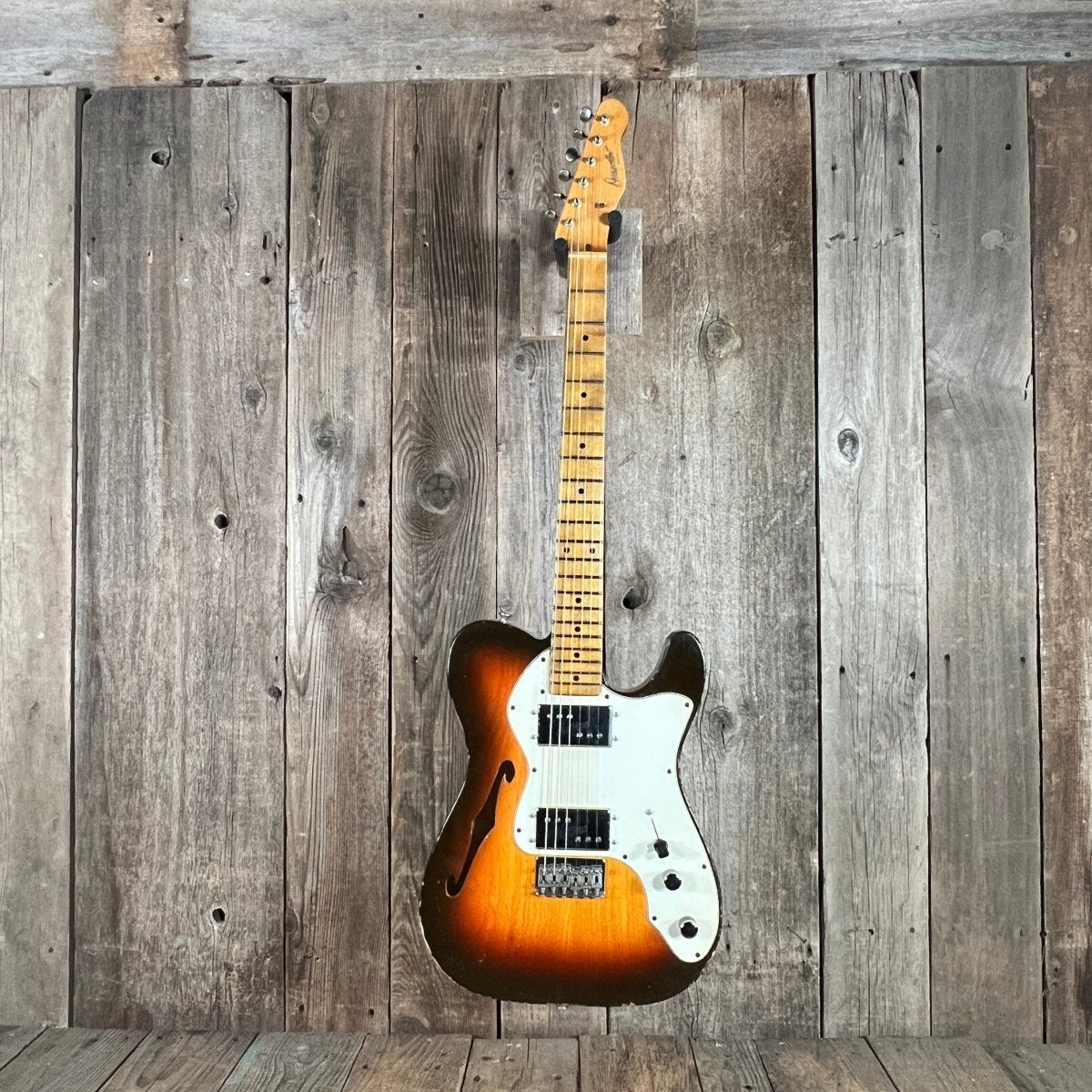 SOLD - On the way to the Dallas Guitar Show May 2, 3, 4 - Danocaster Singlecut F Hole Thinline Telecaster 2017 Sunburst - Mahar's Vintage Guitars