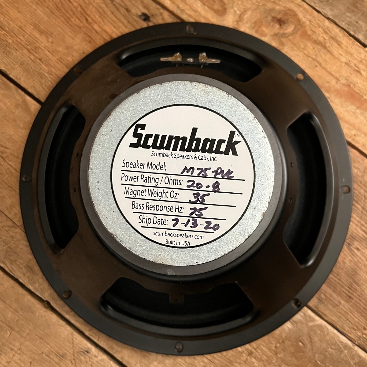 SOLD - Scumback M75 - PVC 20 12" guitar speaker ohm 8 - Mahar's Vintage Guitars