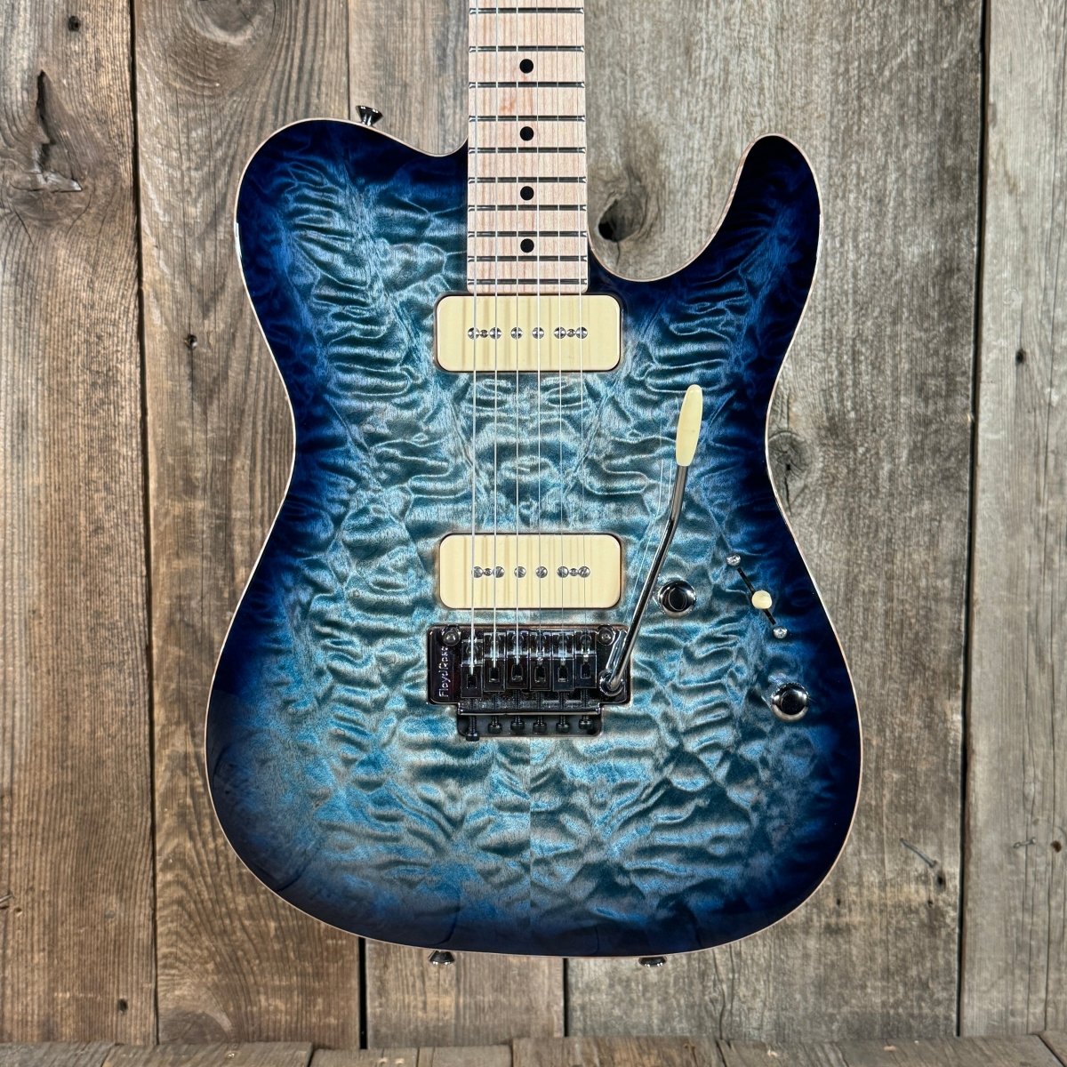 SOLD - Tom Anderson Guitarworks Top T Semi Hollow 2022 Natural Artic Blue Burst - Mahar's Vintage Guitars