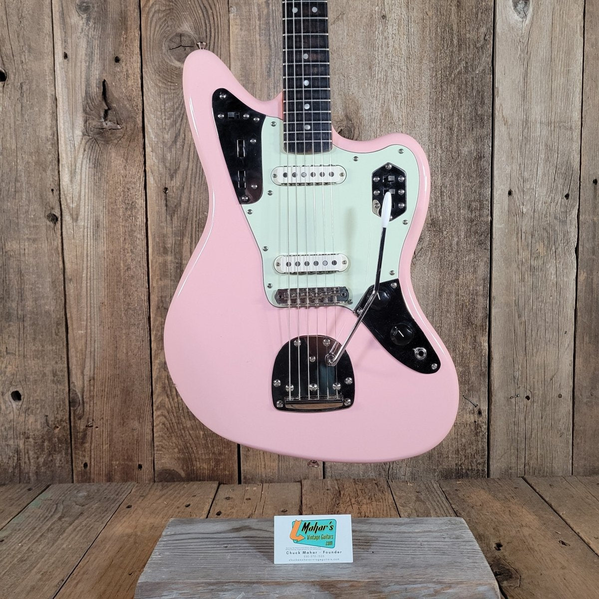 Squier 2022 Classic Vibe Jaguar Shell Pink Matching Headstock Electric Guitar - Mahar's Vintage Guitars