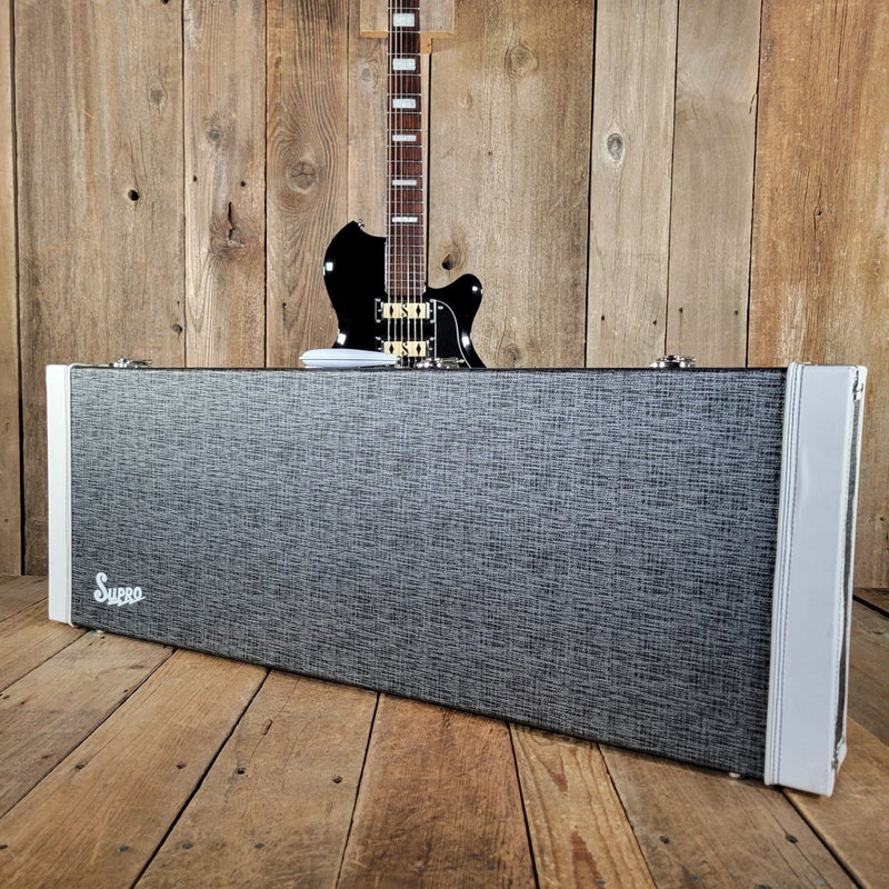 Supro 2030JB Hampton Island Series 3 pickup Set Neck Jet Black With Original Case Mint - Mahar's Vintage Guitars
