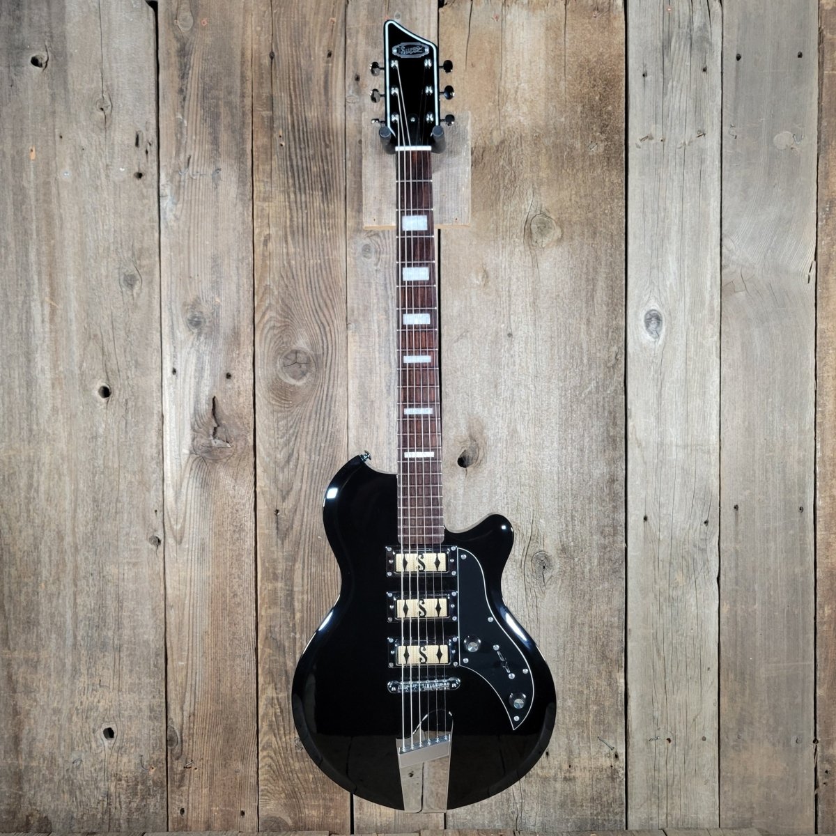Supro 2030JB Hampton Island Series 3 pickup Set Neck Jet Black With Original Case Mint - Mahar's Vintage Guitars