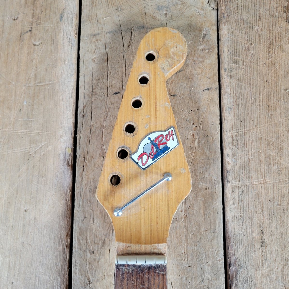 Teisco 1960s Neck with Logo, String Tree, Neck Plate and Screws - Mahar's Vintage Guitars