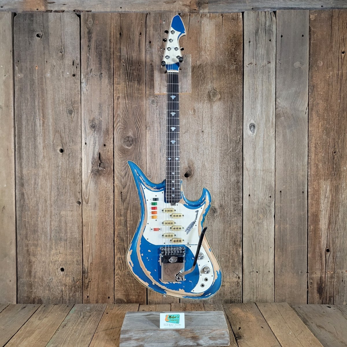 Teisco 1960s Spectrum 5 Metallic Blue Stereo/Mono Z-Coil Good - Mahar's Vintage Guitars