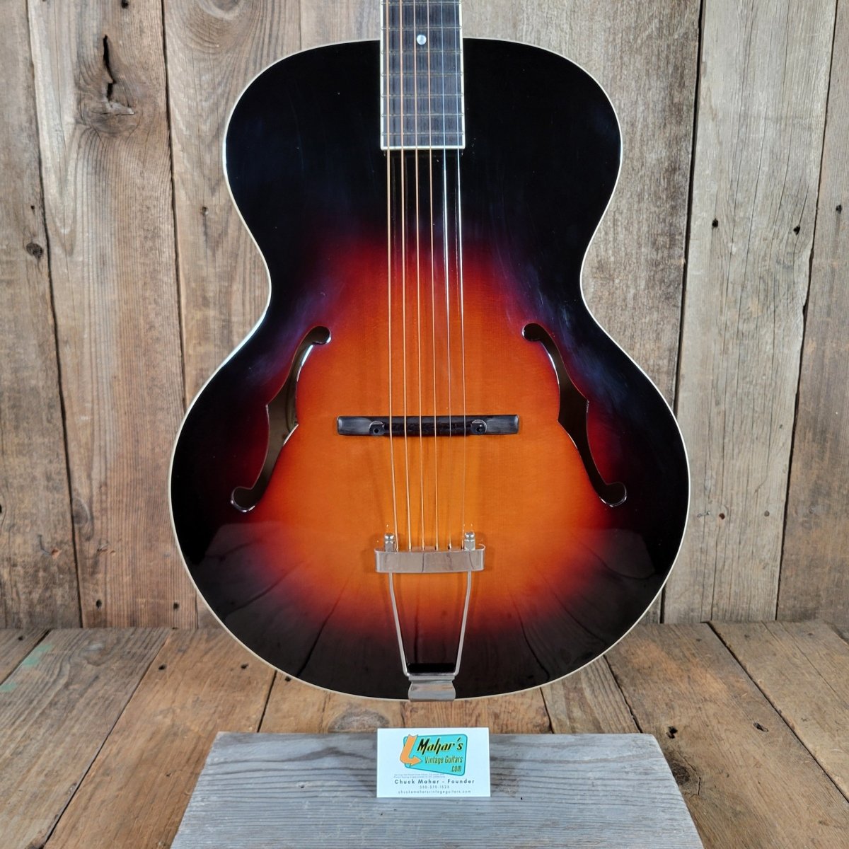 The Loar LH - 600 - VS Hand - Carved Archtop Acoustic Guitar w/ Hard Case — Vintage Sunburst - Mahar's Vintage Guitars