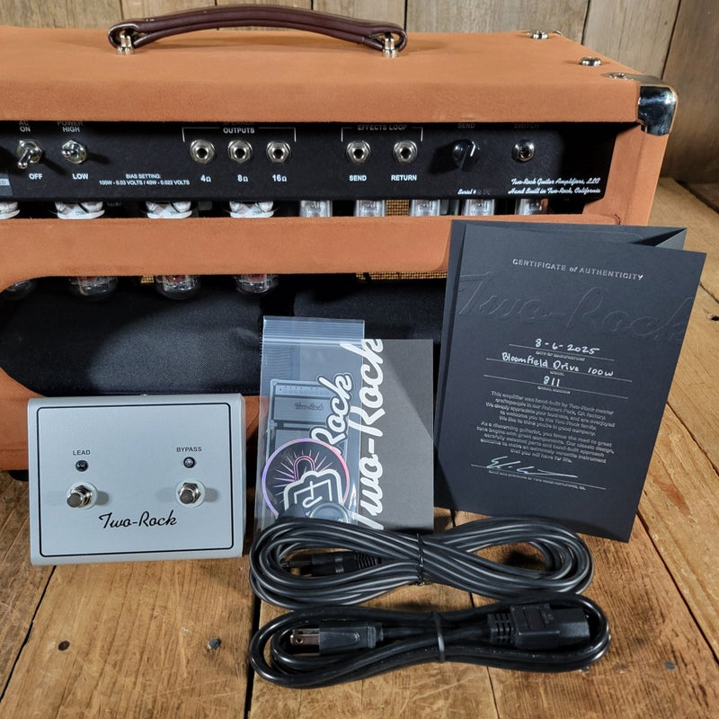 Two - Rock Bloomfield Drive Head – 100/50 Watt, Tobacco Suede (2025) – New Boutique Tube Amp - Mahar's Vintage Guitars
