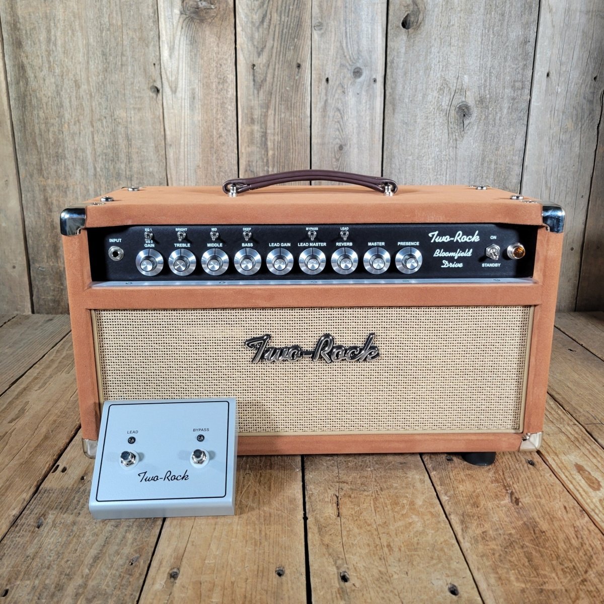 Two - Rock Bloomfield Drive Head – 100/50 Watt, Tobacco Suede (2025) – New Boutique Tube Amp - Mahar's Vintage Guitars