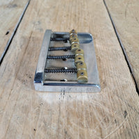Unbranded Bass Bridge 1980s Brass Saddles Brass over Chrome Base 4 String - Mahar's Vintage Guitars