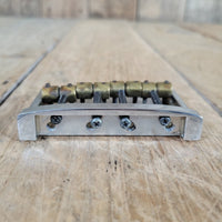 Unbranded Bass Bridge 1980s Brass Saddles Brass over Chrome Base 4 String - Mahar's Vintage Guitars