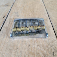 Unbranded Bass Bridge 1980s Brass Saddles Brass over Chrome Base 4 String - Mahar's Vintage Guitars