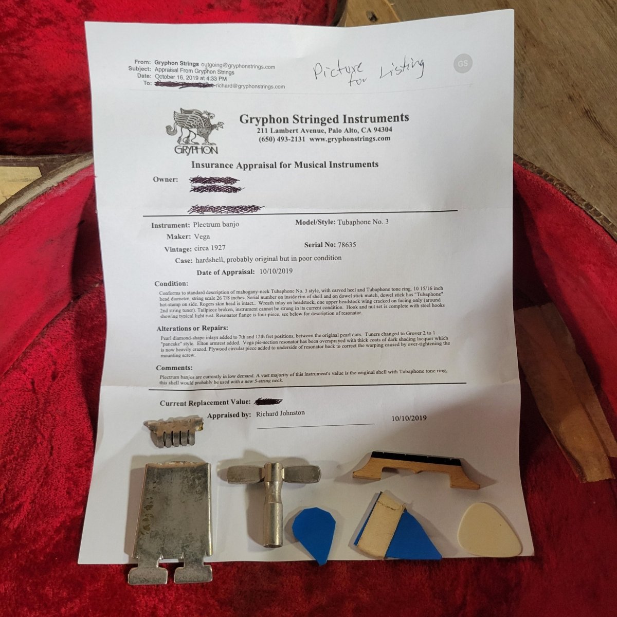 Vega Tubaphone No 3 Plectrum Banjo 1927 Needs Work - Mahar's Vintage Guitars