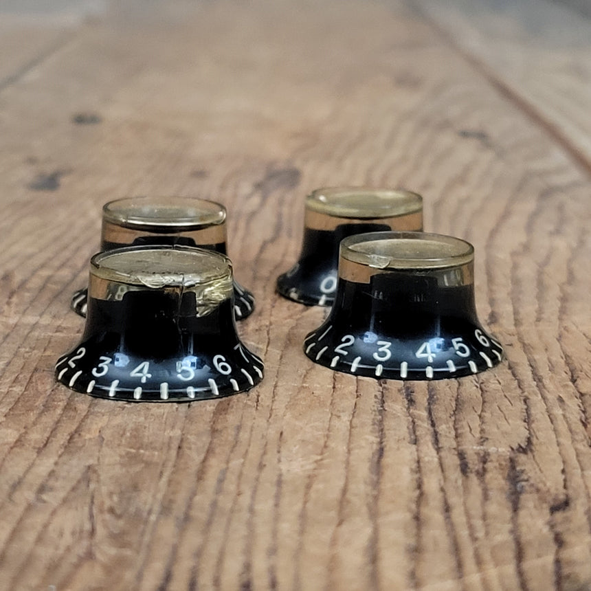 SOLD - Gibson Reflector Knobs Black with Gold Inserts ES Les Paul SG