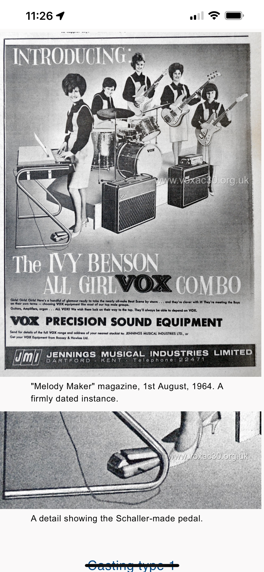 SOLD - Schaller made Vox Volume Pedal Vintage Hammertone 1964-1966