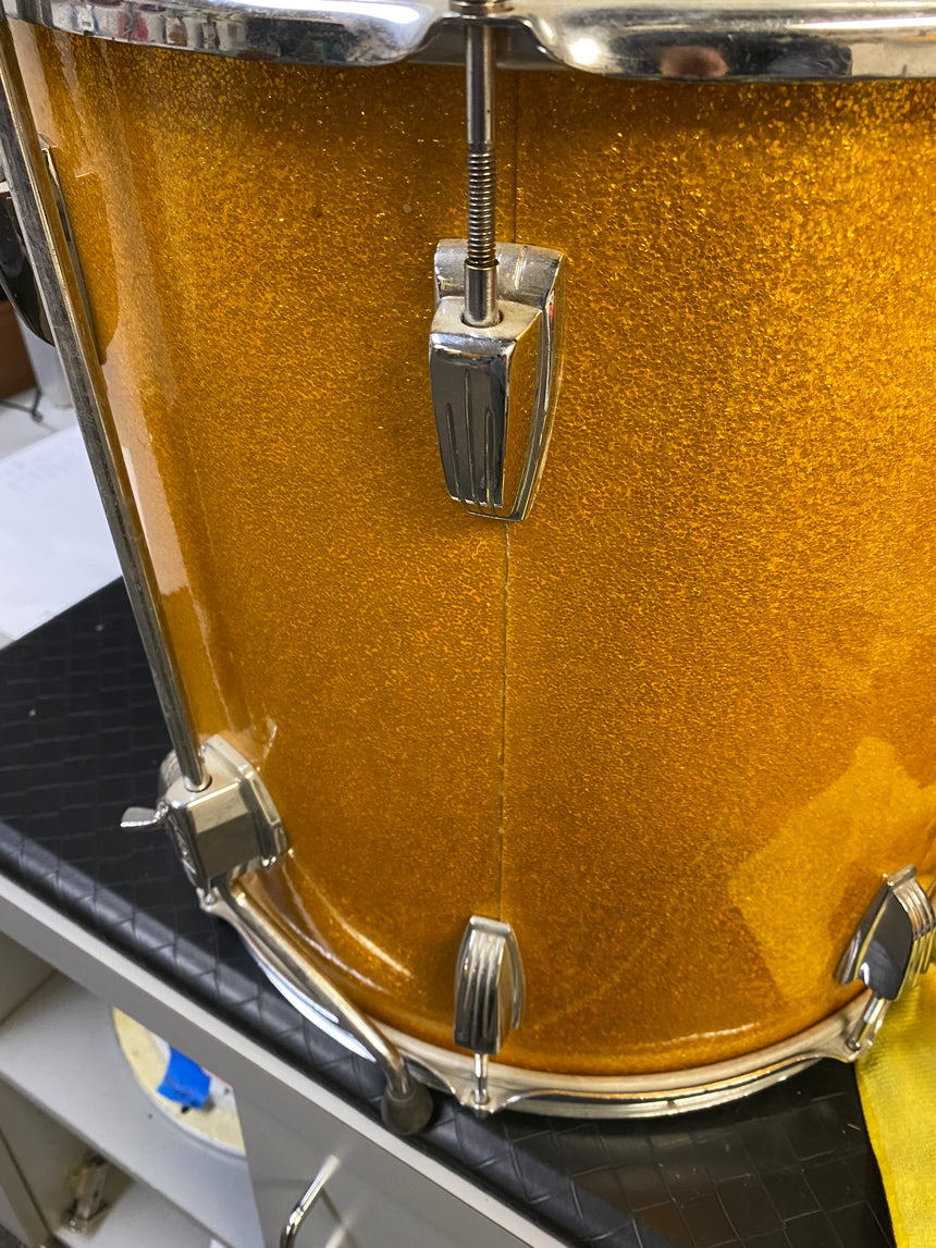 SOLD - Ludwig Drum Shell Kit 1964 Hollywood Gold Sparkle Keystone