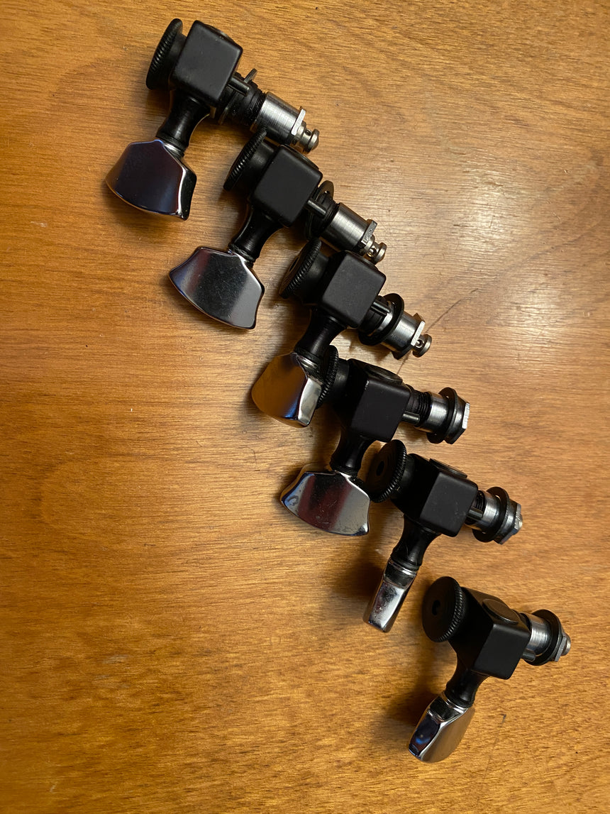 SOLD - Sperzel Locking Tuners Black and Chrome Tuning Machines 6 in line