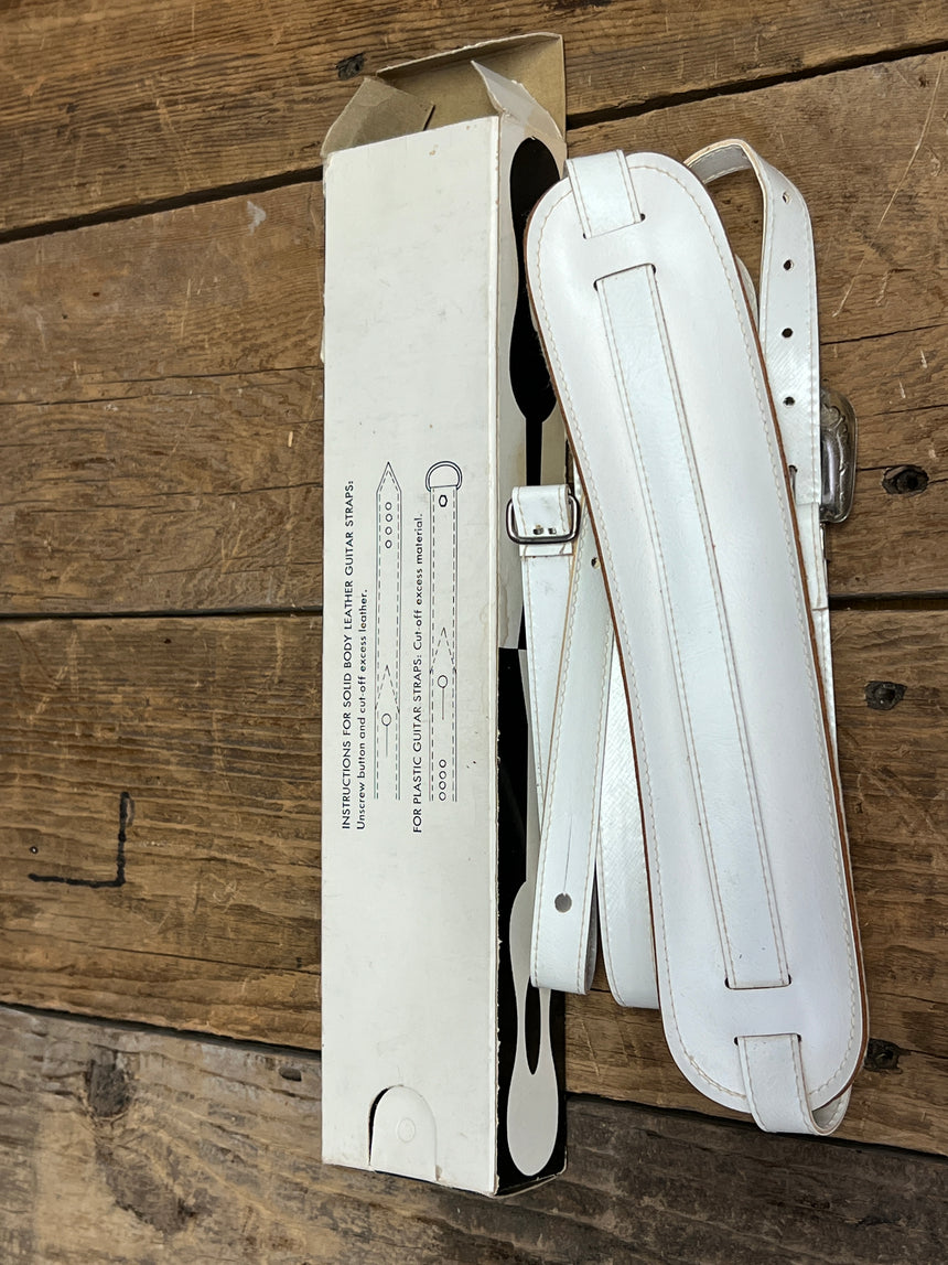 SOLD - Ace guitar strap NOS leather white padded as new in box