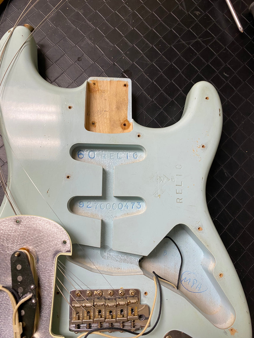 SOLD - Fender Stratocaster Custom Shop 1960 Relic 2006 Sonic Blue Matching Headstock